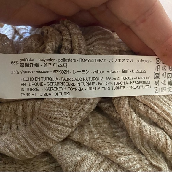 Zara NWT Tan‎ Cream Palm Leaf Ribbed High Low Top S - Picture 7 of 8